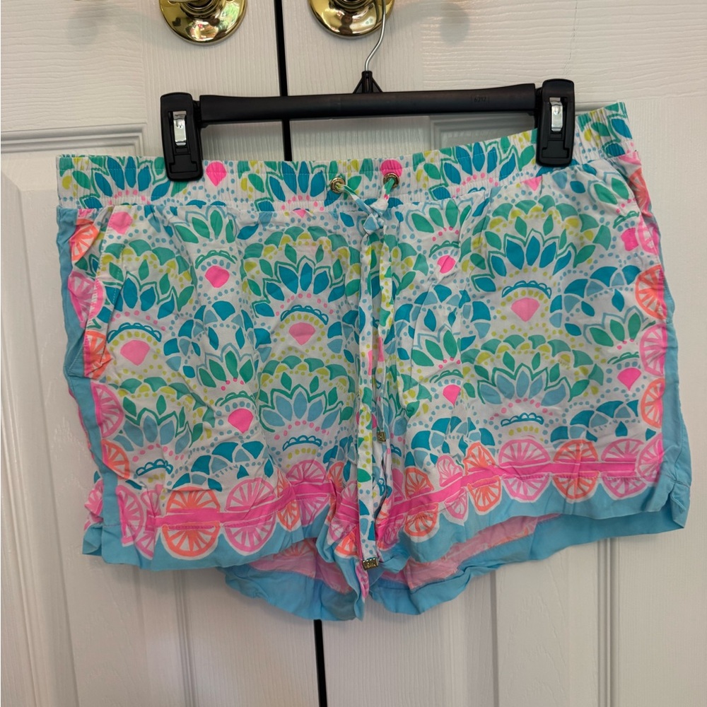 Lilly Pulitzer Blue Floral-Print Drawstring Shorts